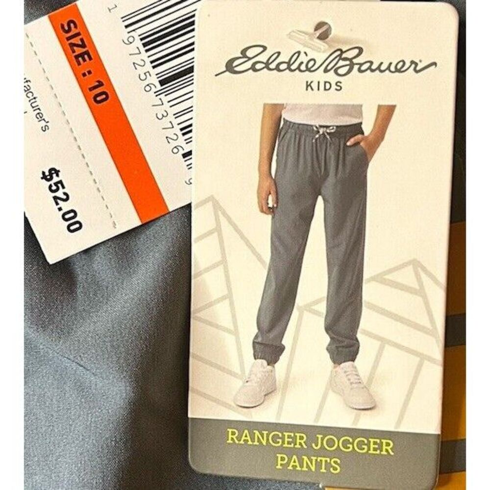 Eddie‎ Bauer Kids Gray Joggers Size 10 Elastic Ankles Drawstring Waist Dri Fit